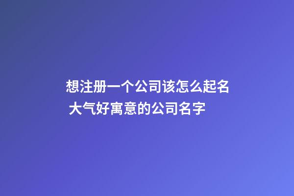 想注册一个公司该怎么起名 大气好寓意的公司名字